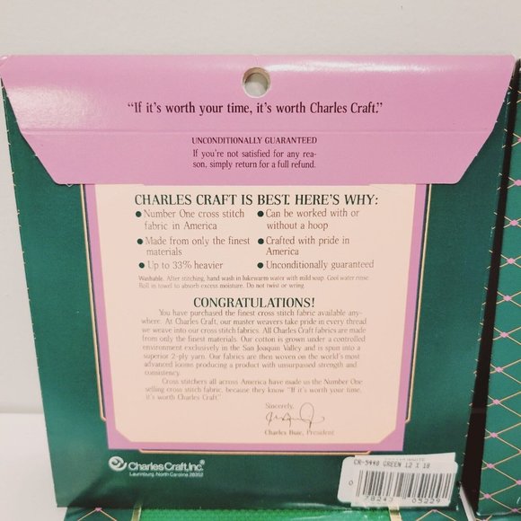 4 Charles Craft Cross Stitch Fabric Aida & Fiddlers 14 ct 2 Blue 2 Red Cotten - Picture 4 of 4